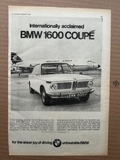 BMW 1600 COUPE 1967 MEMORABILIA Original motoring press advert from 1967 - these