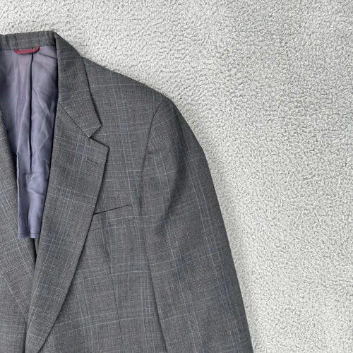 Hart Schaffner Marx Blazer Men 44L Grey Glen Plaid 2 Button Sports Coat USA Made - Picture 12 of 22