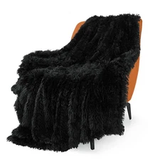 Extra Soft Fuzzy Faux Fur Throw Blanket 50"x60", Reversible Lightweight Fluff...