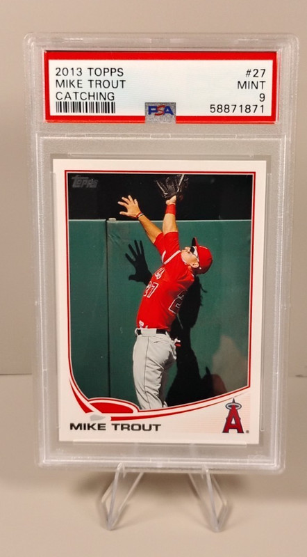 2013 Topps #27 Mike Trout Catching SP Short Print PSA 9 Los Angeles Angels