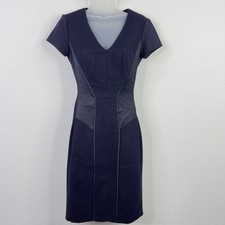 Club Monaco Dress Womens 2 Navy Blue Wool Minimalist Quiet Luxury Preppy Refined
