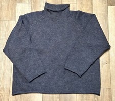 Vintage 90'S J.Crew blue roll-neck high-neck wool knit sweater mens size XL