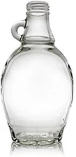 8 Ounce Glass Maple Syrup Bottles with Loop Handle & Black Plastic Tamper Eviden