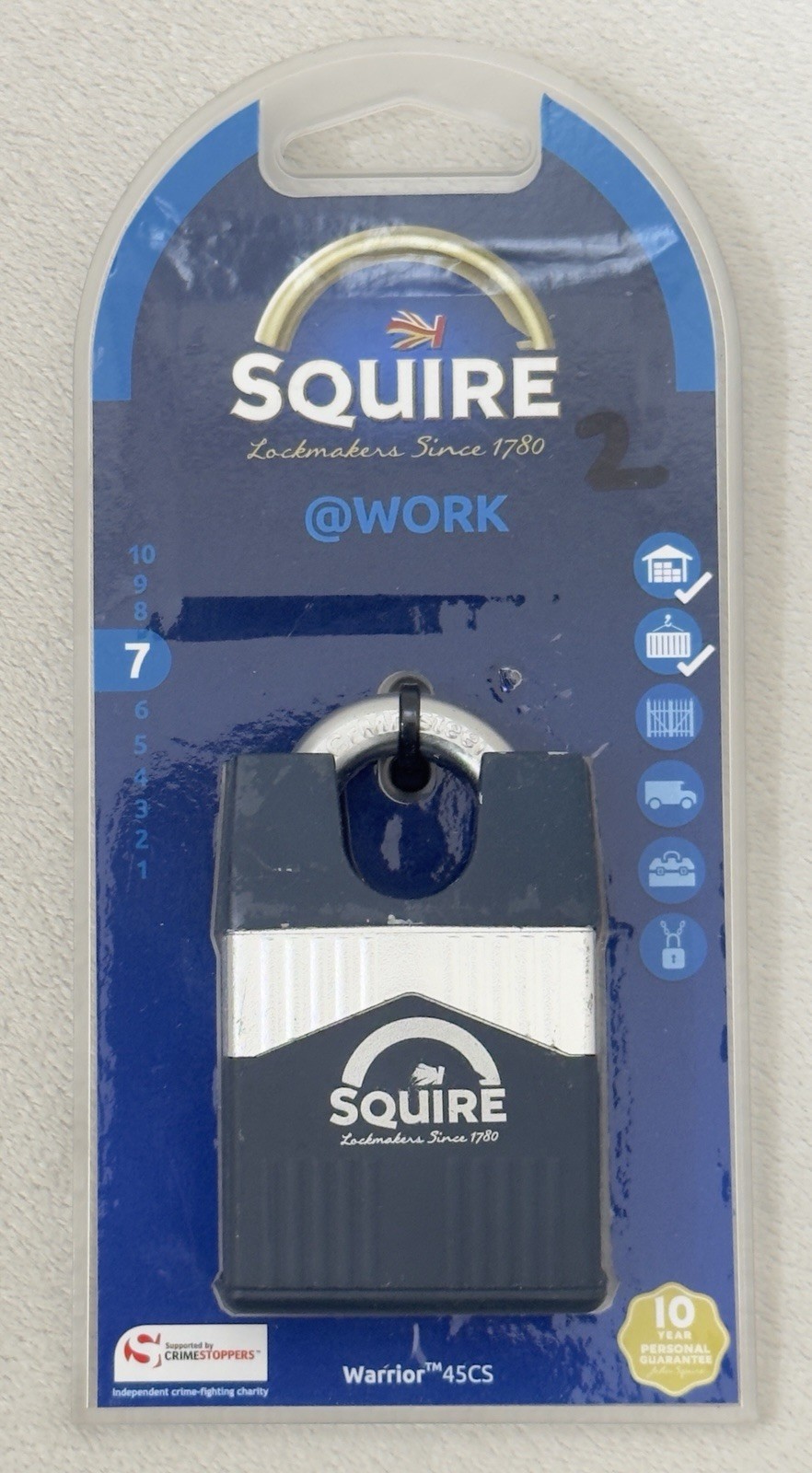 Squire Warrior 45mm Closed Shackle Padlock with Armoured Steel Body