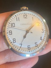 Vintage Caravelle Silver Tone Mechanical Wind Pocket Watch Untested