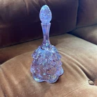 VTG Fenton Iridescent Pink Rainbow Lily of The Valley Glass Bell with Sticker 7”