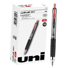 Uniball Signo 207 Gel Pen 12 Pack, 0.7mm Medium Red Pens, Gel Ink Pens Office