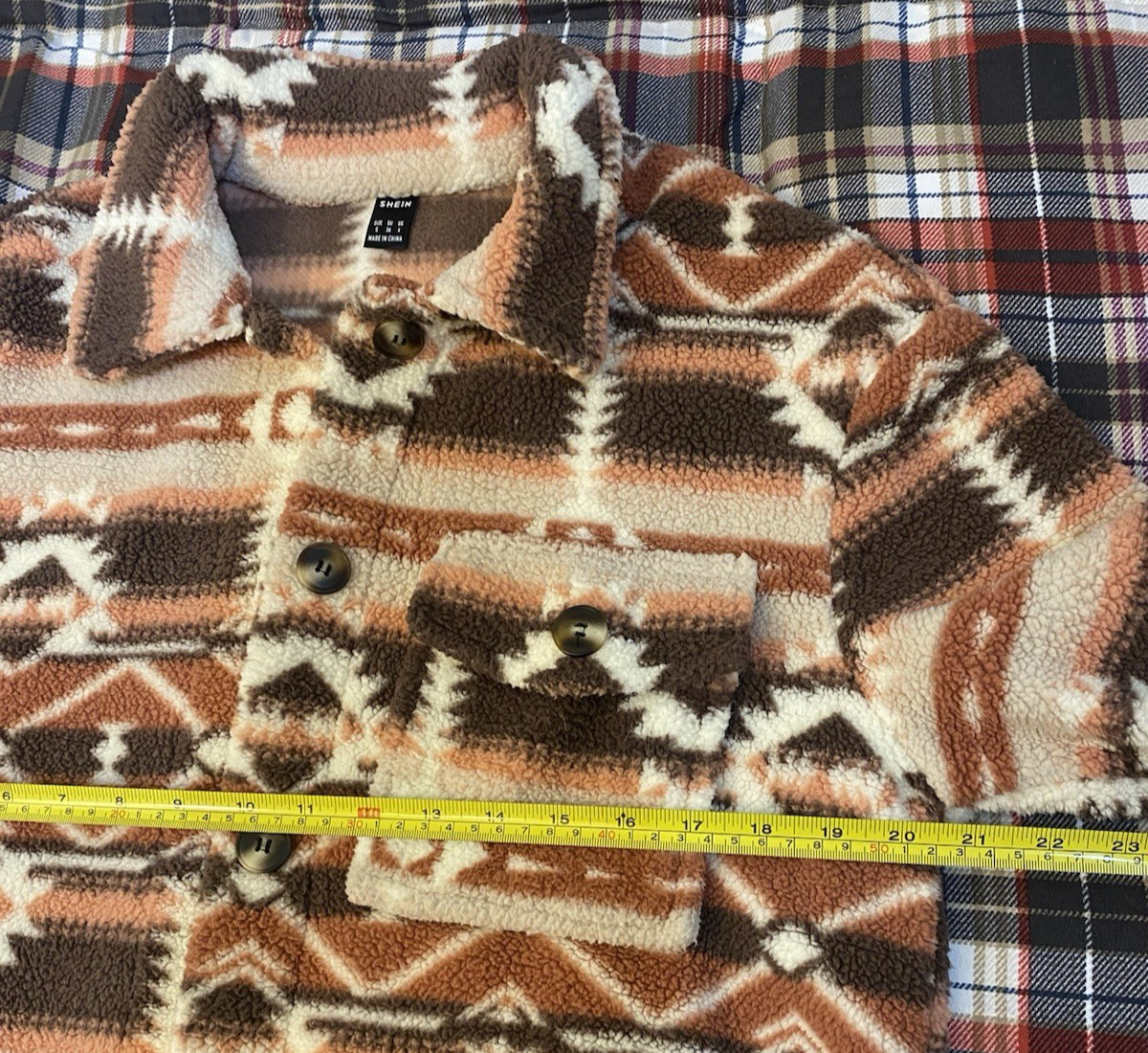 Women's Geometric Aztec Pattern Shacket Button Sh… - image 6