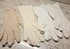 Vtg. 4 Pair Womens Cotton Dress Gloves