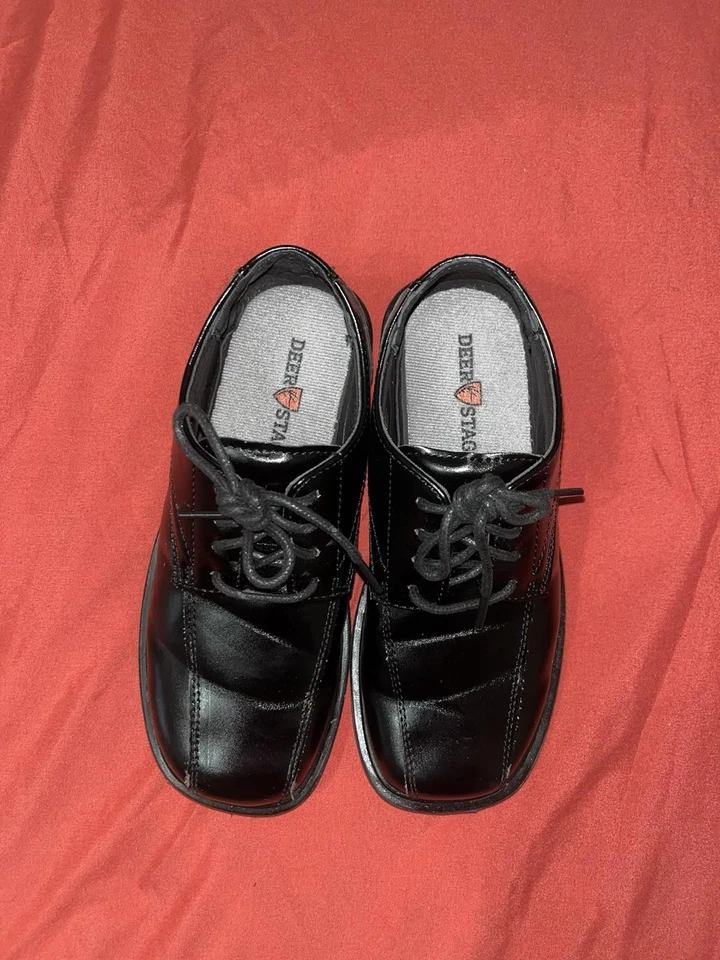 Deer Stags Boy's Oxford Dress Shoes Big Kid Size 13.5 M Black Very good cond - Image 2 of 4
