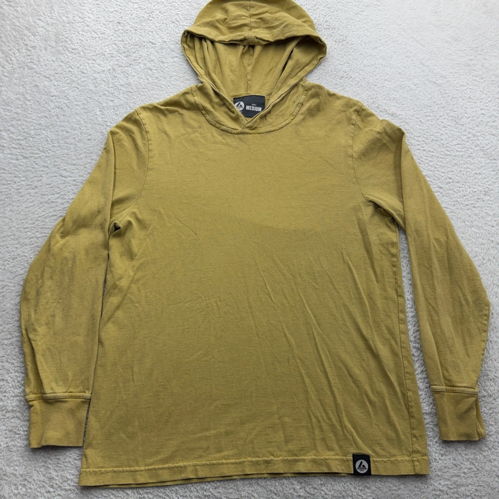 American Giant Mens M Mustard Yellow Lightweight Long Sleeve Pullover Hoodie