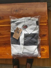 BNWT Barbarian Men's Medium Rugby Jersey. Black/White Stripes. Canadian-Made.