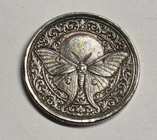 HOBO Nickel Folk Art Engraved Coin  Love Token Luna moth Deep Carving