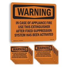 In Case Of Appliance Fire Use This OSHA WARNING Sign Or Decal - 5 or 10 Pack