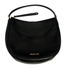 Michael Kors Dover Large Half Moon Hobo Black Pebbled Leather Bag