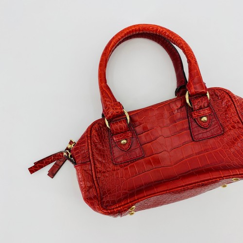 Max Mara red croc leather mini handbag