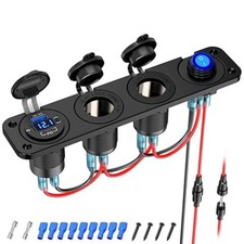 12V USB Cigarette Lighter Socket Panel: 78W 3 Ports USB C 12V Outlet Dual PD 30W
