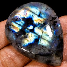 Natural Labradorite Pear Shape Cabochon Loose Gemstone 89 Ct 44X33X7 mm EE-40644