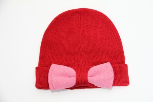 Kate Spade Beanie New Women Knit Winter Hat Bow warm holiday gift red