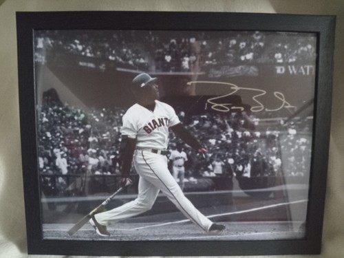 Framed 8x10 Barry Bonds Iconic Home-Run Signed Photo Reprint Free Shipping - Picture 2 of 4