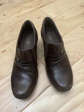 Clarks Bendables Womens Sz. 6 1/2 M Brown Wish Trance Leather Loafer 38479