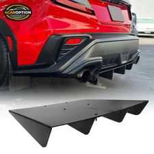 Universal Rear Diffuser Underbody Assembly 22x20 Inches Unpainted Black - ABS