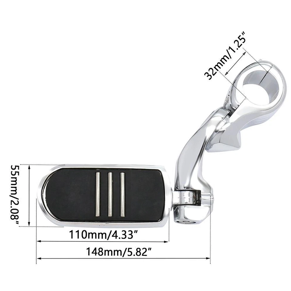 Juego de montaje de pedal clavijas cromadas de 1-1/4" para Harley Ultra Limited FLHTK 2014-2022 Foto 3 de 4