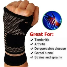 Compression Wrist Copper Support Arthritis Glove Joint Pain Relief Carpal Tunnel