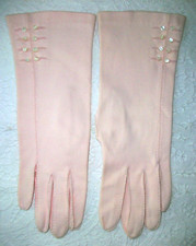 Vintage 50s 60s VAN RAALTE Pale Pink Cotton Gloves Tiny Buttons 6 1/2