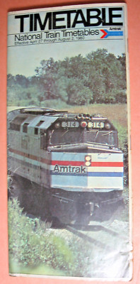 April 1980 Amtrak National Train Fahrpläne & Karte