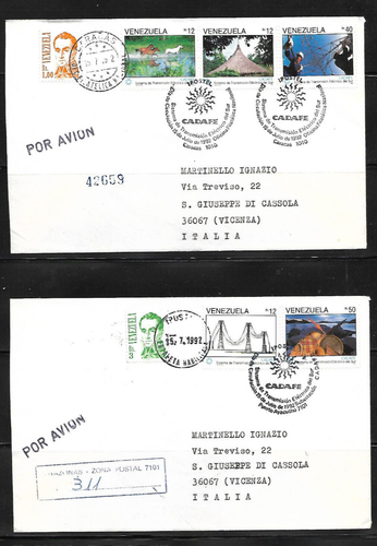 Venezuela: 1992; Scott 1473, set electrical transmission in 2 FDC, EBVC098 - Picture 2 of 2