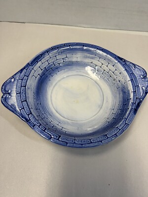 Vintage Made In Japan Blue Ceramic Dish Trinket Dish Brick Design