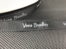 1/2 Inch Vera Bradley Black Ribbed Ribbon With White Text Sold By The Yard