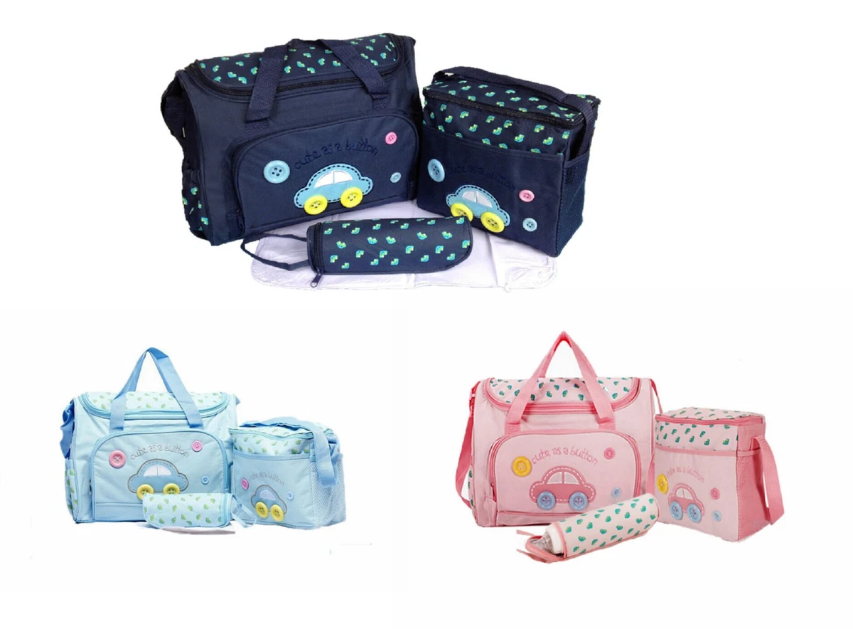 4pcs Car Style Baby Nappy Changing Bags Cute as a Button Diaper