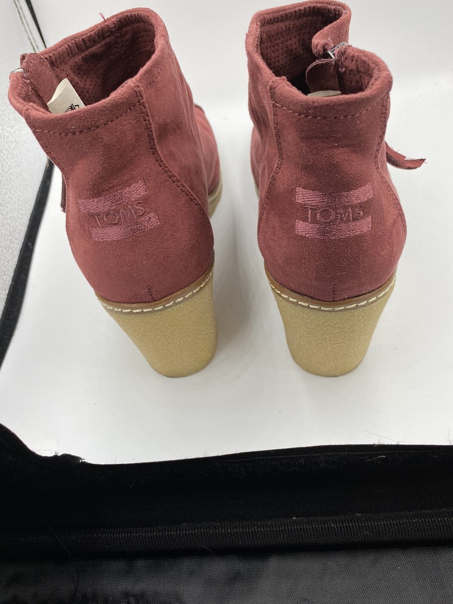 High Heel Ankle Bootie Red Wedge Heel Boots Tom's Womens Red Suede