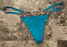 NWT VICTORIA'S SECRET O/S BLUE LEOPARD SMOOTH VINTAGE RARE V STRING PANTIES