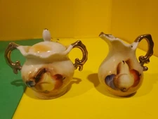 Vintage Miniature / small cream and sugar dish set Japan Fruit theme