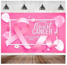 Breast Cancer Awareness Banner Backdrop Decorations Pink Ribbon Shapes Party ...
