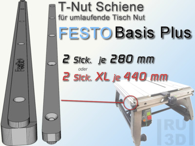 T-Nut Schiene Gleitschiene f. Festool Festo Basis Plus, umlaufende Tisch Nut