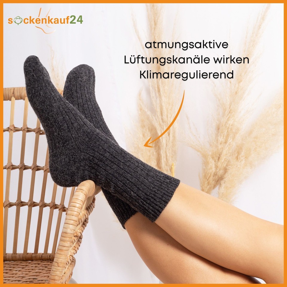 Wollsocken Damen 5 Paar - Merino Norweger Wintersocken Bunt