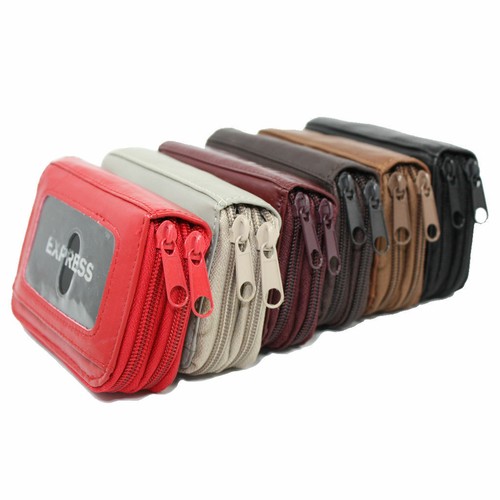 RFID BLOCKING LADY'S GENUINE LEATHER ACCORDION ZIP WALLET CREDIT CARD ORGANIZER - Picture 8 of 43