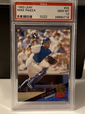 1993 Leaf Mike Piazza RC #35 PSA GEM MINT 10 ?RARE PRISTINE HOF 