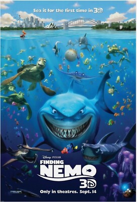 2003 Disney Finding Nemo Studio Promo Movie Poster 13x19 Dory Gill Bloat Bubbles