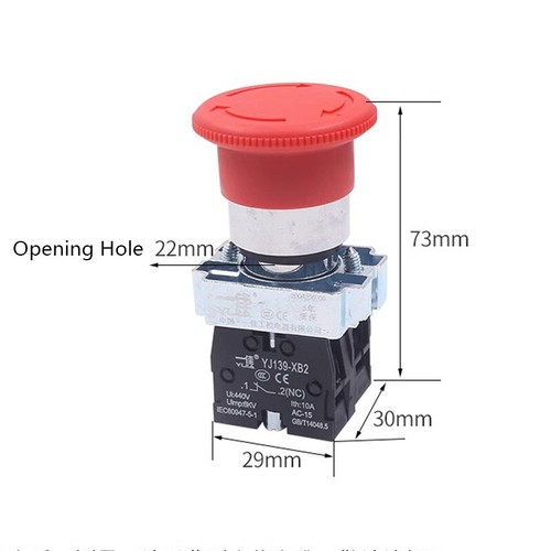 22mm 1NO1NC/2NC Red Mushroom Emergency Stop Push Button Switch 10A XB2-BS542 545 - Picture 2 of 14