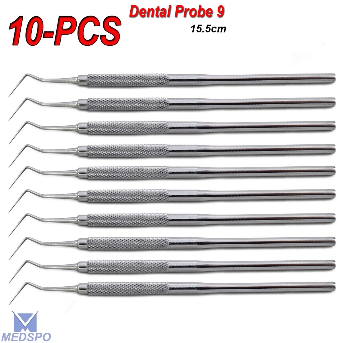 Kit D'instruments De Diagnostic Dentaire - 9 Sondes/explorers - Acier Inoxydable - Pour Dentiste/hygiéniste - Neuf - Garantie 3 Ans