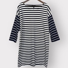 J. Crew Colorblock Mini Shift Dress Women L Navy Striped Nautical Thick Fabric