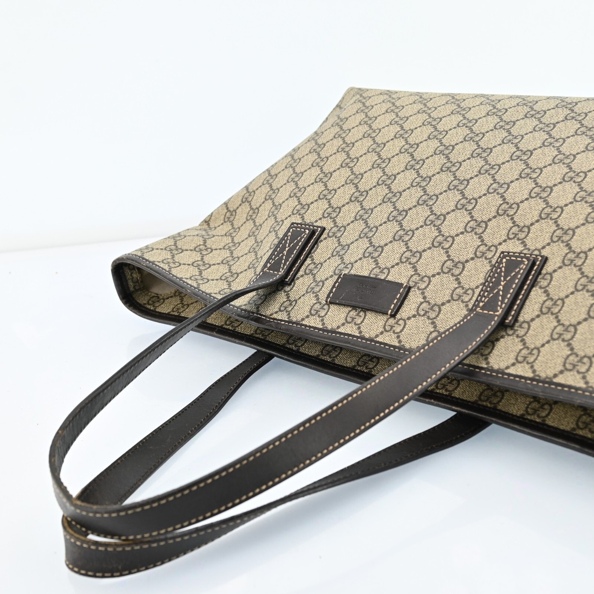 Authentic GUCCI Shoulder Tote Bag GG PVC Leather 211137 Brown 