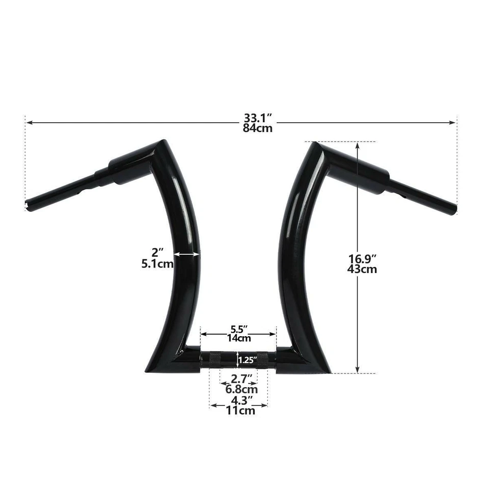Manillar colgante Fat Ape de 16" de elevación de 2" apto para Harley Touring Road King Dyna FXDB Foto 4 de 4