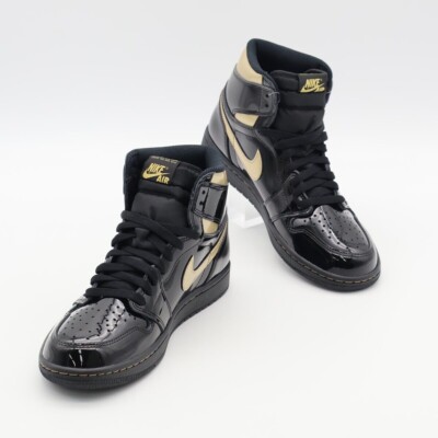 Nike Air Jordan Retro High OG Patent Black Metallic Gold 555088
