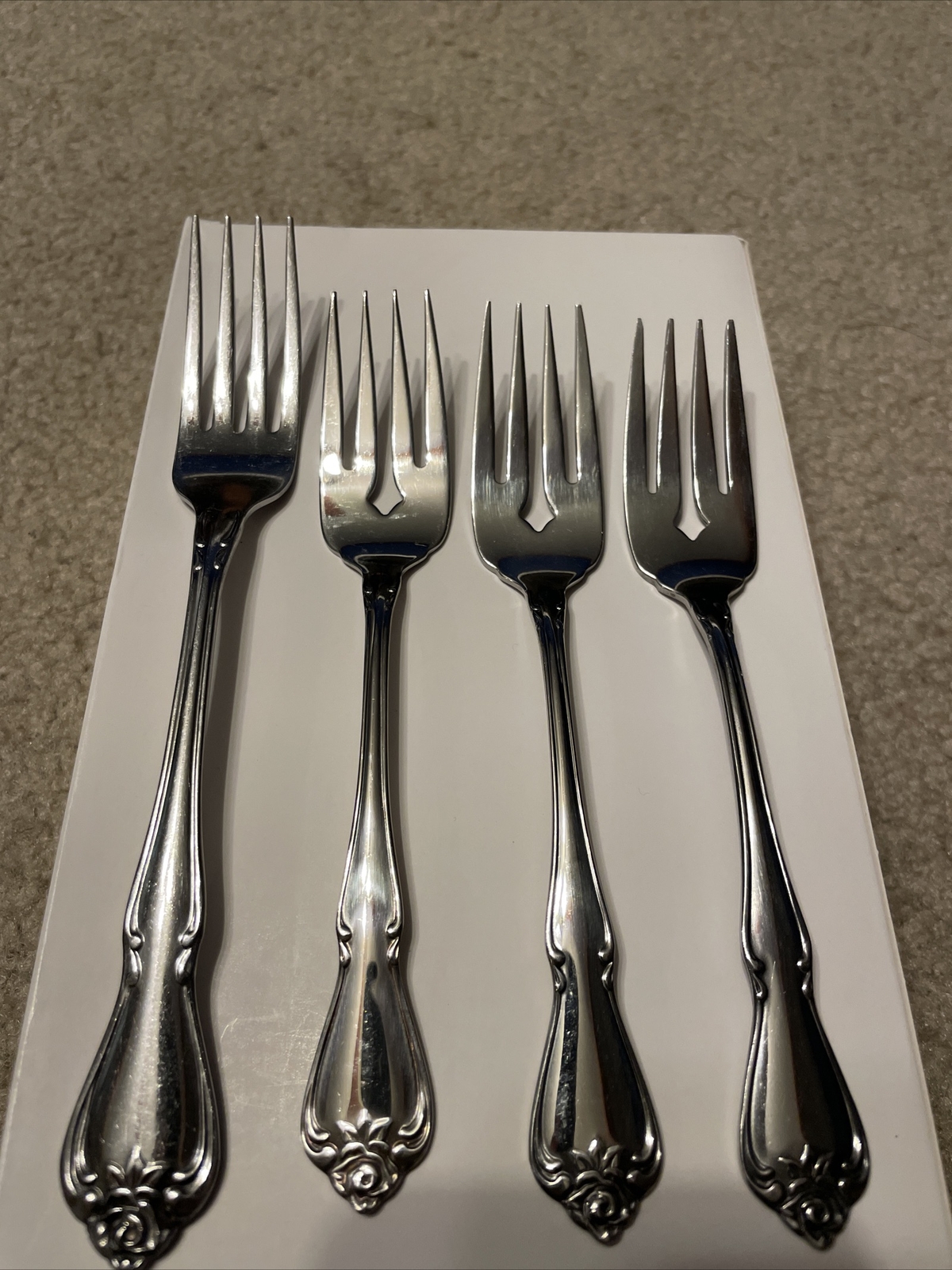 True Silverware Oneida Stainless TRUE ROSE Silverware 1881 Rogers 3 SALAD FORKS 1 ...